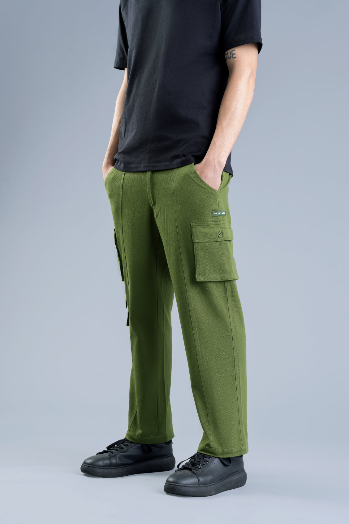 Mens Dark Olive Green 100 Linen Pants Tapered Relaxed Fit- Cholp